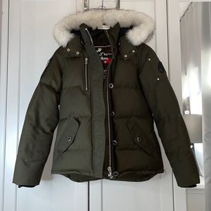 Moose Knuckles Army Green Down Filled Winter Bomber